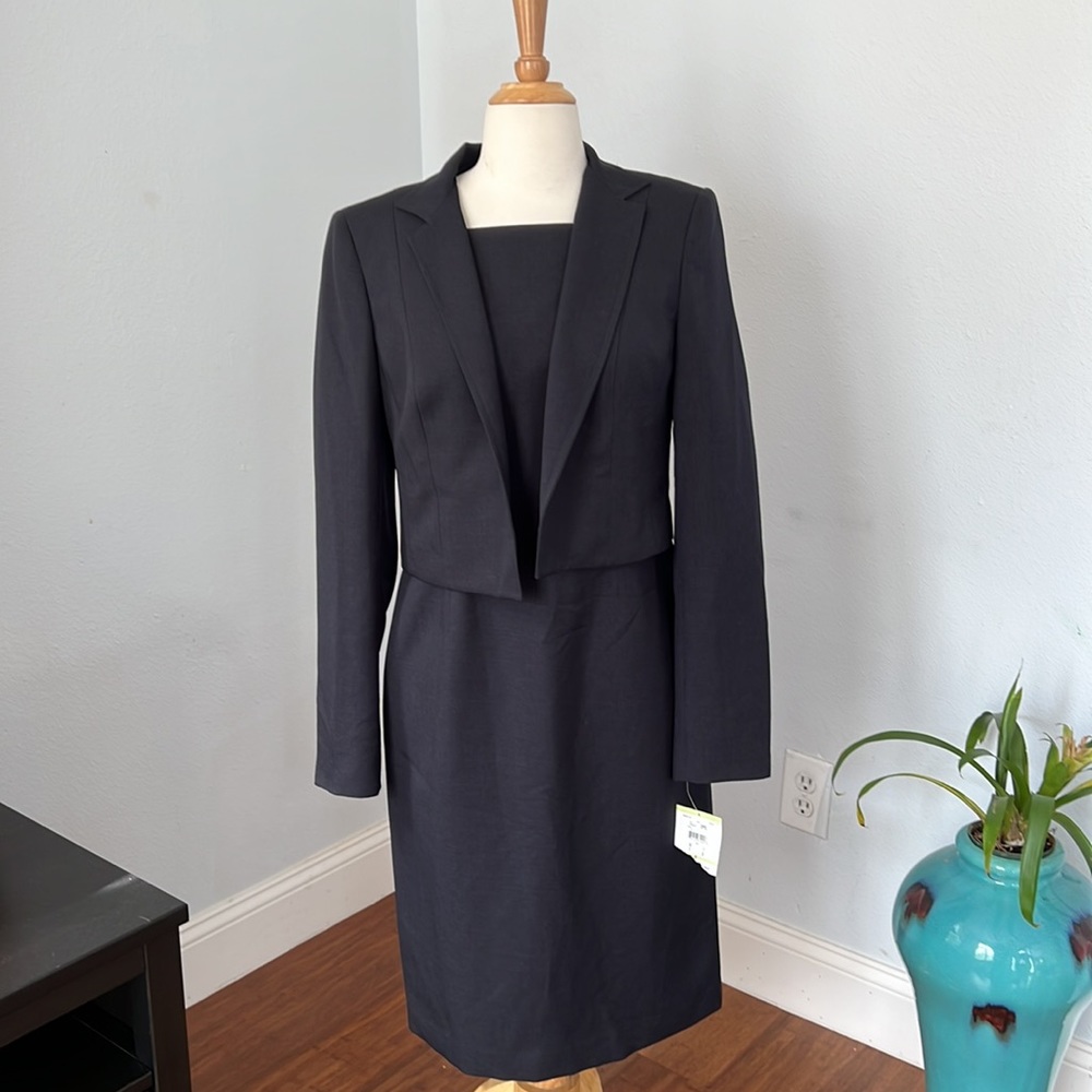 Anne Klein Two Piece Jacket and Midi Dress Suit Size 4 NWT